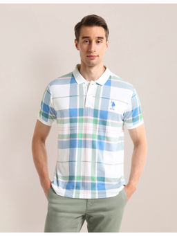 U.S. POLO ASSN. - Checked White Short Sleeves Polo T-Shirt