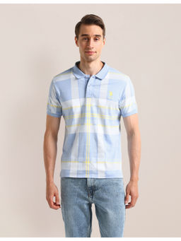 U.S. POLO ASSN. - Checked Blue Short Sleeves Polo T-Shirt