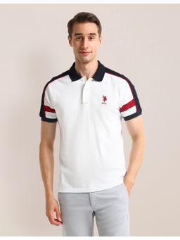 U.S. POLO ASSN. - Colourblocked White Short Sleeves Polo T-Shirt