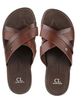 Carlton London - Textured Brown Sliders