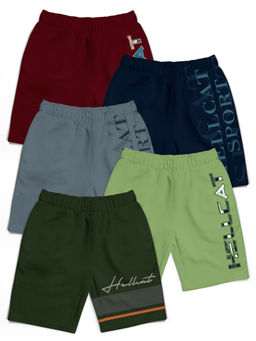 HELLCAT - Olive Green Jade Green Dark Grey Navy Blue Burgundy Shorts for Boys (Set of 5)