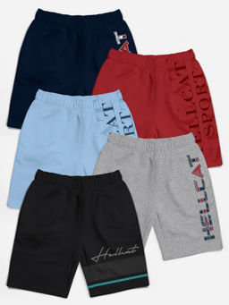 HELLCAT - Black Grey Melange Sky Blue Maroon Navy Blue Shorts for Girls (Set of 5)