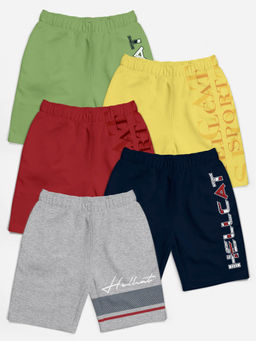 HELLCAT - Grey Melange Navy Blue Maroon Yellow Jade Green Shorts for Girls (Set of 5)