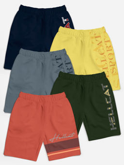 HELLCAT - Orange Olive Green Dark Grey Yellow Navy Blue Shorts for Girls (Set of 5)
