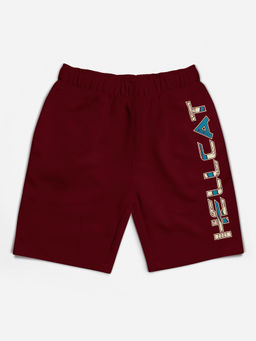 HELLCAT - Trendy Burgundy Typographic Shorts for Girls