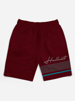 HELLCAT - Trendy Burgundy Typographic Shorts for Girls