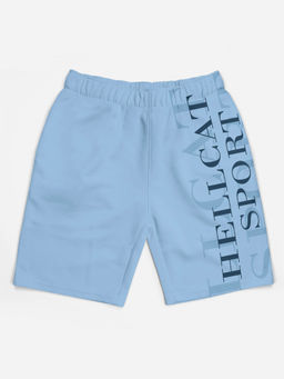 HELLCAT - Trendy Sky Blue Typographic Shorts for Girls