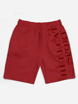 HELLCAT - Trendy Maroon Typographic Shorts for Girls