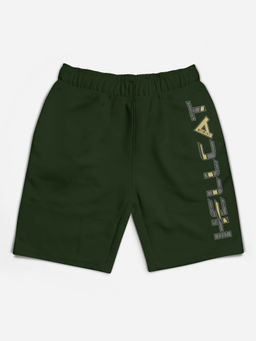 HELLCAT - Trendy Green Typographic Shorts for Girls