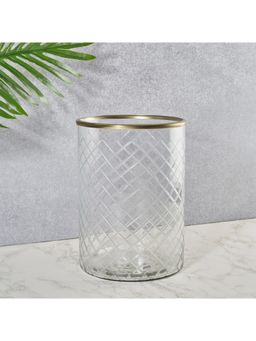 HomeTown - Nora Glass Cut Work Waste Bin In Transparent Colour