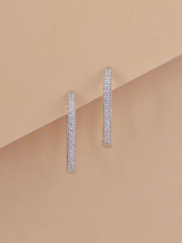 Ornate Jewels - 925 Sterling Silver American Diamond V Shape Bali Hoop Earrings for Women Girls One Size