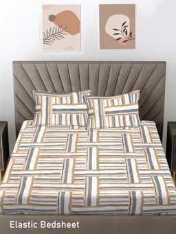 FABINALIV - Multi-Color Cotton Blend Bedsheet with 2 Pillow Covers (Super King)