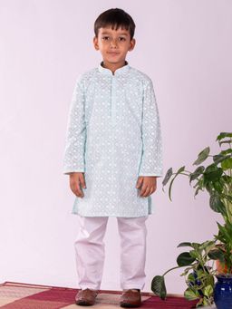 Vastramay - Boys Blue and White Kurta & Pyjama Set (Set of 2)