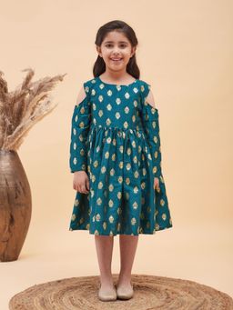 Vastramay - Girls Green Ethnic Dress