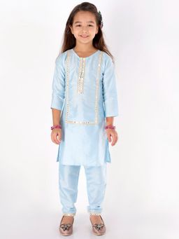 Vastramay - Girls Mirror Work Viscose Kurta & Pants (Set of 2)