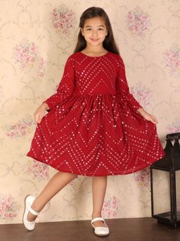 Vastramay - Girls Maroon Ethnic Dress