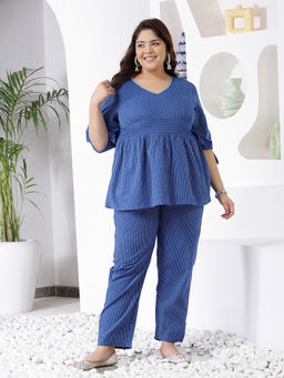 Stylum - Women's Plus Size Self Woven Kantha Cotton Co-Ord (Set of 2)