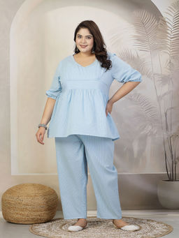 Stylum - Women's Plus Size Embroidered Kantha Cotton Co-Ord (Set of 2)