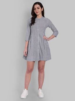 Mera Rang - Stripes Cotton Button Front Mini Dress