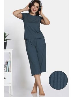 Zivame - 2 Mile Fashion Knit Stormy Weather Poly T-Shirt and Capri (Set of 2)