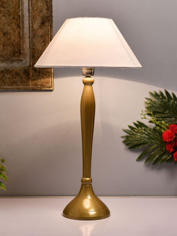 Homesake - Ovoid Gold Lamp With White Cone Shade