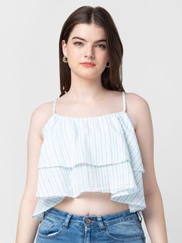 Spykar - Women White Cotton Sleeveless Crop Top