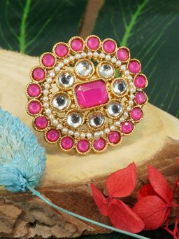 GRIIHAM - Gold-Plated Ad-Studded Beaded Finger Ring
