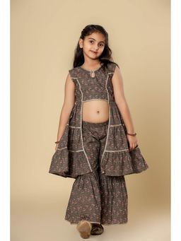 Cutiediva - Girls Ethnic Floral Print Kurta & Sharara (Set of 2)