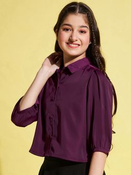 Stylo Bug - Girls Waist Length Solid Tops - Purple