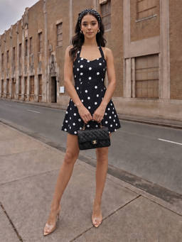 All Eyes On You - AEOY Black Polka Halter Dress