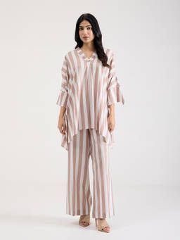 Setara - Beige Desert Sand Stripe Co-Ord Set