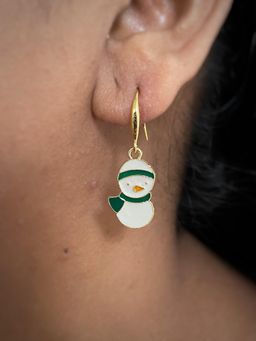 Digital Dress Room - Green Snowman Charm Pendant Earrings