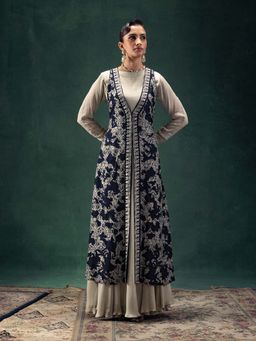 LABEL NAARITI - Tehzeeb Multi-Color Gown with Jacket (Set of 2)