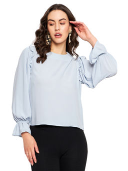 CAMLA - Women Blue Solid Plain Top