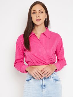 CAMLA - Women Pink Textured Crop Top