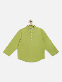 Campana - Boys Amias Popover Shirt Solid Textured Lime Green