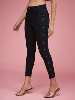 Miss Chase - Womens Black Slim Fit Mid Rise Stretchable Jeans