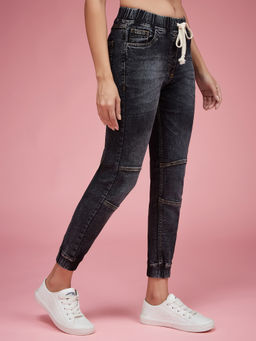 Miss Chase - Womens Black Mid Rise Regular Fit Denim Jeggings