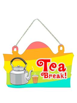 Art Vibes - Tea Break Wooden Wall Hanging for Home Cafe Decoration