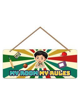 Art Vibes - My Room My Rules Wooden Wall Hanging for Home Decoration