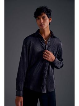 The Clothing Factory - Metallic Black Pleated Shirt