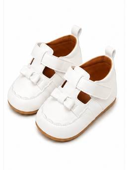 Baby Doe - White Pu Bow Ballerinas