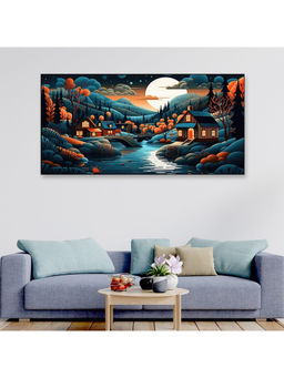 Dekorstation - Abstract Painting of A Village Forest River Wall Painting