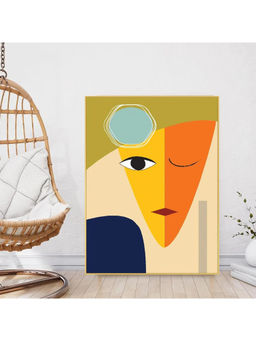 Dekorstation - Vibrant Abstract Face Artwork Floating Frame Canvas Wall Painting