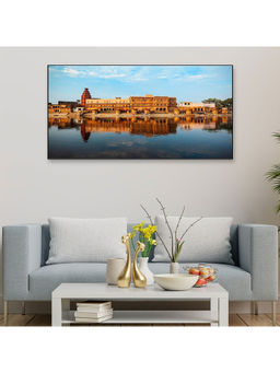 Dekorstation - Beautiful Ganga Ghat Krishna Temple Vrindavan Canvas Wall Painting