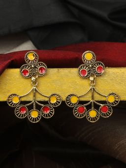 Anika's Creations - Designer Gold Plated Floral Shape Meenakri Earring