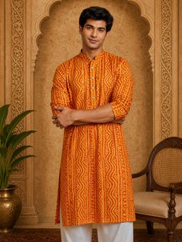 MULTI SHADES - Men Mustard Rayon kurta