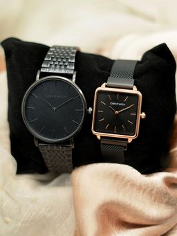 Joker and Witch - Black Stainless Steel Watch (Pack of 2) - JWCW81