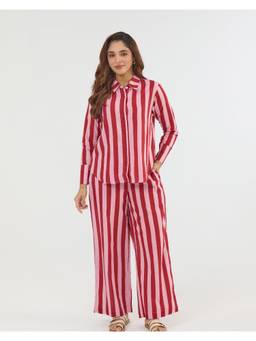 Phutari - Bubble Gum Oversized Hand Screen Printed Cotton Co-Ord Set
