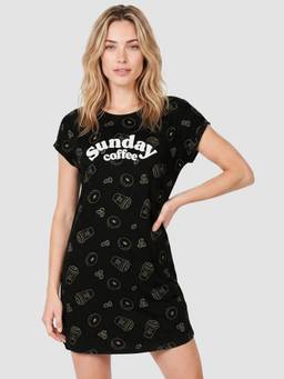 max - Women Printed Nightdress Black